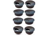 Set Di 8 Passacavi Da Scrivania 60 Mm - Colore [Nero] - Uscita Cavi Con Guarnizione Antipolvere Per Varie Scrivanie E Piani Di Lavoro Per Ufficio | Scatola Rotonda Per Cavi In Plastica Abs | Uscita Cavi