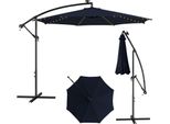 Costway Ombrellone Ø300Cm, Led Solare Ombrellone A Sbalzo Ombrellone Da Giardino Ombrellone Da Mercato Con Manovella Per Giardino, Cortile, Terrazza