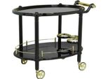 Casa Padrino Carrello Di Servizio Nero/Oro 88 X 60 X H. 87 Cm - Carrello Ristorante Hotel - Accessori Catering Hotel Ristorante - Mobili
