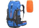 60L Zaino Da Trekking Leggero E Impermeabile Con Copertura Antipioggia, Borsa Da Viaggio Per Arrampicata E Campeggio, Blu Chiaro