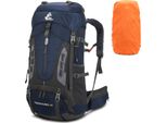 60L Zaino Da Trekking Leggero E Impermeabile Con Copertura Antipioggia, Borsa Da Viaggio Per Arrampicata E Campeggio, Blu Navy