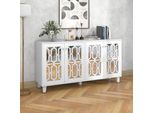 Credenza Merax Con Frontale A Specchio E Motivo A Traliccio, Credenza Con Elemento A Specchio