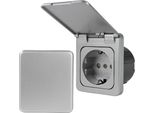 C-Line Presto Inprojal Cbe Presa Di Corrente Schuko + Coperchio A Cerniera + Presa Iso 220 / 230 Volt Argento