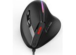 Zelotes T-50 Mouse Verticale, Mouse Con Cavo, 9 Pulsanti, Mouse Ottico Rgb, 6 File Dpi, Design Ergonomico, Nero