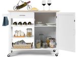 Costway Carrello Da Cucina Su Rotelle, Isola Da Cucina Con Cassetto, Portabottiglie, Ripiani Aperti E Porta Asciugamani, Carrello Di Servizio Salvaspazio, Per Cucina, Sala Da Pranzo, Bar, Bianco