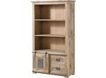MASSIVMOEBEL24 | Regal Mango 100X45X175 Beige Lackiert Railway #396