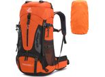 60L Zaino Da Trekking Leggero E Impermeabile Con Copertura Antipioggia, Borsa Da Viaggio Per Arrampicata E Campeggio, Arancione