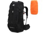 60L Zaino Da Escursionismo Leggero E Impermeabile Con Copertura Antipioggia, Borsa Da Viaggio Per Arrampicata E Campeggio, Nero