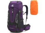 60L Zaino Da Escursionismo Leggero E Impermeabile Con Copertura Antipioggia, Borsa Da Viaggio Per Arrampicata E Campeggio, Viola Scuro