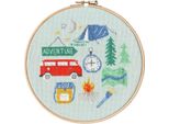 Modello Fuori Produzione Set Per Punto Croce Bothy Threads Con Telaio Da Ricamo "Adventure"", Schema Contato, XJH5, Diam. 17,5 Cm"