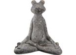 Gilde Figur, Frosch, "Yoga"", Magnesia, Anthrazitfarben, Grau, , L. 16 Cm, B. 31 Cm, H. 34 Cm 37631/Abverkauf Nur Solange Vorrat Reicht"