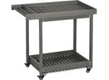 Outsunny Carrello Di Servizio, Carrello Per Barbecue Con Porta Asciugamani, Carrello Da Giardino Con 2 Ripiani, Tavolo Multifunzionale Da Esterno Con Ruote, Per Giardino, Balcone, 87 X 50 X 80Cm