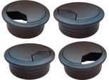 Set Di 4 Passacavi Da Scrivania 80Mm - Colore [Nero] - Uscita Cavi Con Guarnizione Antipolvere Per Varie Scrivanie E Piani Di Lavoro Per Ufficio | Scatola Rotonda Per Cavi In Plastica Abs | Uscita Cavi