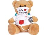 Brubaker Orsetto Di Peluche Con Paradenti E Stetoscopio - Guarisci Presto - 35 Cm - Orsetto Di Peluche Con Camice Da Dottore Bianco - Peluche Orsetto Di Peluche - Marrone Chiaro