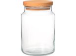 Barattolo In Vetro Con Coperchio In Legno - 890 Ml | ø 9,6 X 15 Cm | Barattolo In Vetro Con Coperchio - Trasparente
