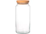 Barattolo Di Vetro Con Coperchio In Legno - 1400 Ml | ø 9,6 X 22 Cm | Barattolo Di Vetro Con Coperchio - Trasparente