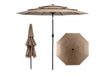 Costway Ombrellone A 3 Livelli, Ø300Cm Doppio Ombrellone Da Giardino Ventilato Con Manovella, Pieghevole A 45° Su Entrambi I Lati, Protezione Uv, Protezione Solare, Ombrellone Da Patio Ombrellone Da Mercato Per Patio, Giardino
