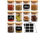 Set Di 10 Barattoli Per Spezie Da 120 Ml Con Etichette E Penna Per Etichettare - Ermetici - Lavabili In Lavastoviglie - Barattoli Per Spezie Ed Erbe Aromatiche