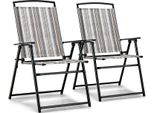 Costway Set Di 2 Sedie Da Giardino, Sedie Pieghevoli Con Braccioli, Sedie Da Balcone Con Tessuto Traspirante, Sedie Da Patio Per Giardino, Cortile, Balcone (Set Di 2)