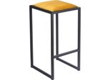 Ferro Sgabello Da Bar 64 Cm Giallo - Sgabello Da Bar Moderno In Metallo Senza Schienale In Stile Loft Con Seduta Imbottita