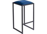 Ferro Sgabello Da Bar 64 Cm Blu - Sgabello Da Bar Moderno In Metallo Senza Schienale In Stile Loft Con Seduta Imbottita
