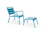 Poltrona Relax E Poggiapiedi In Metallo Blu Pacifico - Oviala Palavas