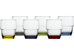 Set Di 6 Bicchieri D'acqua Colorati, Impilabili, Infrangibili, Colorati, Ecozen, Party