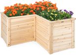 Costway Letto Da Giardino Rialzato In Legno, Cassetta Per Piante, Letto Per Piante A Forma Di L, Cassetta Per Erbe Aromatiche Telaio Superiore 120X120X63Cm Natura