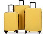 Travelhouse® Bali Set Di Valigie Robuste 3 Pezzi Trolley Valigia Da Viaggio Giallo Abs Guscio Duro Set Di Valigie Trolley 4 Ruote Chiusura A Combinazione Tsa