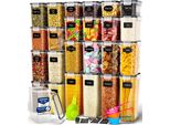 Set Di 24 - Deco Haus - Contenitori Per Alimenti Riutilizzabili Con Coperchi Ermetici Per La Cucina - Senza Bpa - (Nero)