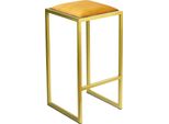 Ferro Sedia Da Bar 64 Cm Oro - Giallo - Sedia Da Bar Moderna In Metallo Senza Schienale In Stile Loft Con Seduta Imbottita