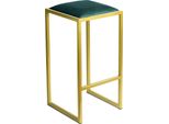 Ferro Sedia Da Bar 64 Cm Oro - Verde - Sedia Da Bar Moderna In Metallo Senza Schienale In Stile Loft Con Seduta Imbottita