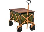 Outsunny Carrello A Mano Carrello A Mano Pieghevole, Carrello Da Trasporto Con Maniglia Regolabile, Carrello Da Spiaggia, Carrello Da Giardino Con Tavola Pieghevole, Caricabile Fino A 120 Kg, Verde