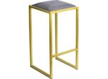 Ferro Sgabello Da Bar 64 Cm Oro - Grigio - Sgabello Da Bar Moderno In Metallo Senza Schienale In Stile Loft Con Seduta Imbottita
