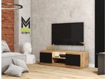 Minio, Mobile Tv, 120 Cm, "Didi"", Pannello Basso Con Illuminazione Led, Colore Rovere Wotan / Nero Grafite"