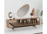 Mobile Credenza Specchio Soggiorno Nobile Design Legno 2Pz. Nuovo Lusso