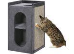 Pawhut Tiragraffi, Altezza 81 Cm, Tiragraffi Per Gatti Con 2 Grotte, Torre Di Graffiatura Con Tiragraffi, Torre Per Gatti Con 2 Livelli, Canna Per Gatti Fino A 6 Kg, Grigio Scuro