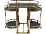 Casa Padrino Carrello Di Servizio Oro/Nero 79 X 46 X H. 84 Cm - Carrello Ovale In Metallo Con Piatti In Vetro - Carrello Gastronomia Hotel Ristorante - Accessori Hotel E Ristoranti