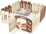 Costway Box Per Cani A 8 Pannelli, Recinto Per Cuccioli Alto 60 Cm, Box Per Cani Con Porta, Resistente Alle Intemperie Per Casa E Giardino, Box Per Animali Domestici In Plastica Hdpe, Box Per Animali Domestici