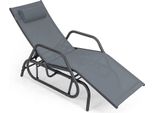 Lettino Costway Con Funzione Dondolo, Lettino Da Giardino Con Schienale Regolabile, Sedia A Sdraio Con Cuscino, Tessuto Traspirante, Lettino Relax Da Patio Per Piscina E Giardino (Grigio)