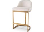 Casa Padrino Sgabello Da Bar Bianco Panna / Ottone 53 X 51 X H. 93 Cm - Sgabello Da Bar Imbottito In Acciaio Inox - Mobili Da Bar - Mobili - Qualità Lusso