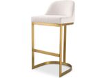Casa Padrino Sgabello Bianco Panna / Ottone 51,5 X 47 X H. 91 Cm - Sgabello Da Bar Imbottito In Acciaio Inox - Arredo Bar - Mobili - Qualità Lusso