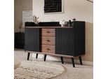 Cassettiera Merax Con 3 Cassetti E 2 Ante, Credenza Con Ripiani Regolabili, Larghezza 117,5 Cm, Nero