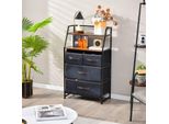 Credenza Costway Con Cassetti In Tessuto, Cassettiera In Tessuto Con Ripiano Superiore E Protezione Antiribaltamento, Cassettiera Per Abiti Indipendente Industriale Per Soggiorno, Camera Da Letto (4 Cassetti)