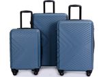 Travelhouse Bali Set Di Valigie Robuste 3 Pezzi Trolley Valigia Da Viaggio Blu Abs Guscio Duro Set Di Valigie Trolley 4 Ruote Tsa Chiusura A Combinazione