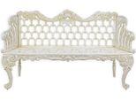 Casa Padrino Panca Da Giardino Barocca Bianco Crema 159 X H. 93 Cm - Magnifica Panca Da Giardino In Ghisa - Mobili Da Giardino In Ghisa - Mobili Da Giardino Barocchi - Mobili Da Giardino In Stile Barocco