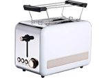 Tostapane Retrò A 2 Fette Macchina Per Toast 850 Watt Bianco Oro Rosa