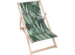 Lettino Pieghevole In Legno Dreamroots, Fino A 130 Kg, Lettino Pieghevole Con Regolazione Dell'inclinazione Dello Schienale In 3 Fasi, Tropical Green Jungle
