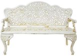 Casa Padrino Panca Da Giardino Barocca Bianco Crema 133 X H. 86 Cm - Magnifica Panca Da Giardino In Ghisa - Mobili Da Giardino In Ghisa - Mobili Da Giardino Barocchi - Mobili Da Giardino Barocchi