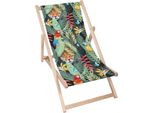 Lettino Dreamroots Pieghevole In Legno, Fino A 130 Kg, Lettino Pieghevole Con Regolazione Dell'inclinazione Dello Schienale In 3 Fasi, Jaguar And Palm Leaves